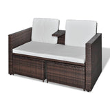 NNEVL 4 Piece Garden Lounge Set with Cushions Poly Rattan Brown