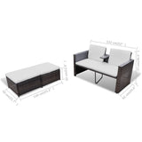 NNEVL 4 Piece Garden Lounge Set with Cushions Poly Rattan Brown