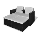 NNEVL 4 Piece Garden Lounge Set with Cushions Poly Rattan Black