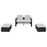 NNEVL 4 Piece Garden Lounge Set with Cushions Poly Rattan Black