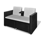 NNEVL 4 Piece Garden Lounge Set with Cushions Poly Rattan Black