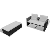 NNEVL 4 Piece Garden Lounge Set with Cushions Poly Rattan Black