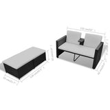 NNEVL 4 Piece Garden Lounge Set with Cushions Poly Rattan Black