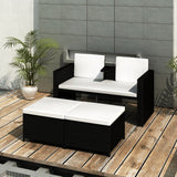 NNEVL 4 Piece Garden Lounge Set with Cushions Poly Rattan Black