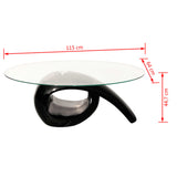 NNEVL Coffee Table with Oval Glass Top High Gloss Black