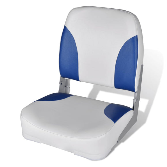 NNEVL Boat Seat Foldable Backrest With Blue-white Pillow 41 x 36 x 48 cm