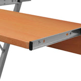 NNEVL Compact Computer Desk with Pull-out Keyboard Tray Brown
