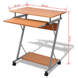 NNEVL Compact Computer Desk with Pull-out Keyboard Tray Brown