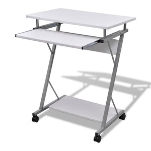 NNEVL Compact Computer Desk with Pull-out Keyboard Tray White