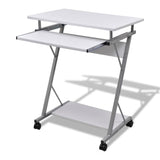 NNEVL Compact Computer Desk with Pull-out Keyboard Tray White