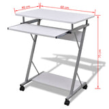 NNEVL Compact Computer Desk with Pull-out Keyboard Tray White