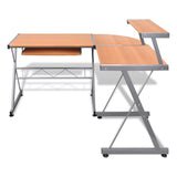 NNEVL Computer Desk Workstation With Pull Out Keyboard Tray Brown