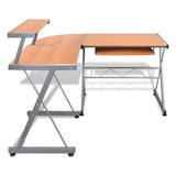 NNEVL Computer Desk Workstation With Pull Out Keyboard Tray Brown