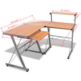 NNEVL Computer Desk Workstation With Pull Out Keyboard Tray Brown