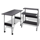 NNEVL 2 Piece Computer Desk with Pull-out Keyboard Tray Black
