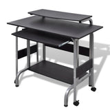 NNEVL 2 Piece Computer Desk with Pull-out Keyboard Tray Black