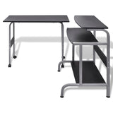 NNEVL 2 Piece Computer Desk with Pull-out Keyboard Tray Black
