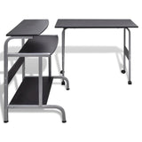 NNEVL 2 Piece Computer Desk with Pull-out Keyboard Tray Black