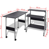 NNEVL 2 Piece Computer Desk with Pull-out Keyboard Tray Black