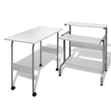 NNEVL 2 Piece Computer Desk with Pull-out Keyboard Tray White