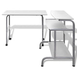 NNEVL 2 Piece Computer Desk with Pull-out Keyboard Tray White