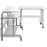 NNEVL 2 Piece Computer Desk with Pull-out Keyboard Tray White