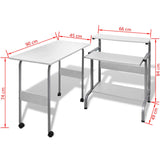 NNEVL 2 Piece Computer Desk with Pull-out Keyboard Tray White