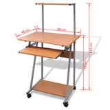 NNEVL Computer Desk With Pull-out Keyboard Tray and Top Shelf Brown