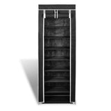 NNEVL Fabric Shoe Cabinet with Cover 162 x 57 x 29 cm Black