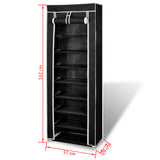 NNEVL Fabric Shoe Cabinet with Cover 162 x 57 x 29 cm Black