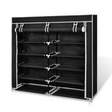 NNEVL Fabric Shoe Cabinet with Cover 115 x 28 x 110 cm Black
