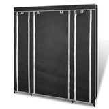 NNEVL Wardrobe with Compartments and Rods 45x150x176 cm Black Fabric