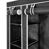 NNEVL Wardrobe with Compartments and Rods 45x150x176 cm Black Fabric