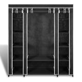 NNEVL Wardrobe with Compartments and Rods 45x150x176 cm Black Fabric