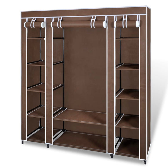 NNEVL Wardrobe with Compartments and Rods 45x150x176 cm Brown Fabric