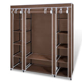 NNEVL Wardrobe with Compartments and Rods 45x150x176 cm Brown Fabric