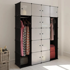 NNEVL Modular Cabinet 14 Compartments Black and White 37x146x180.5 cm