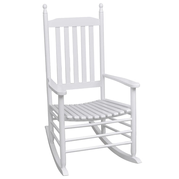 NNEVL Rocking Chair with Curved Seat White Wood