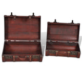 NNEVL Wooden Treasure Chests 2 pcs Vintage Brown