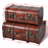 NNEVL Wooden Treasure Chests 2 pcs Vintage Brown