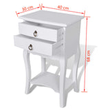 NNEVL Nightstand with 2 Drawers White