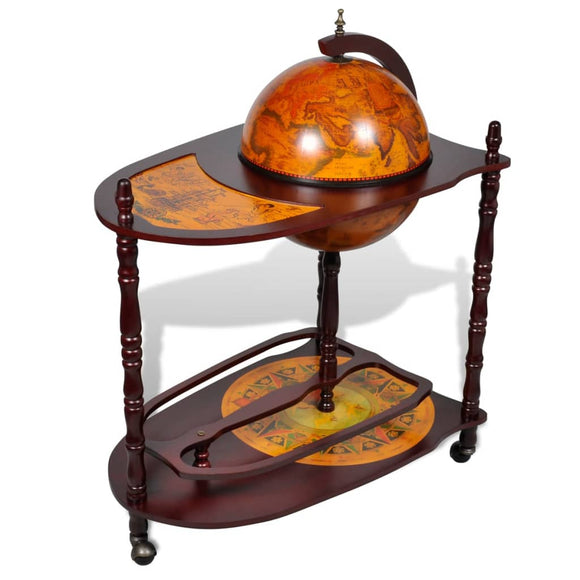 NNEVL Globe Bar Wine Stand Eucalyptus Wood Freestanding