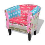 NNEVL Armchair with Footstool Patchwork Design Fabric
