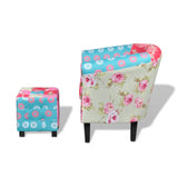 NNEVL Armchair with Footstool Patchwork Design Fabric