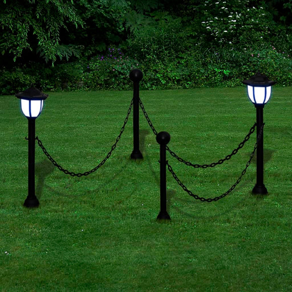 NNEVL Chain Fence with Solar Lights Two LED Lamps Two Poles