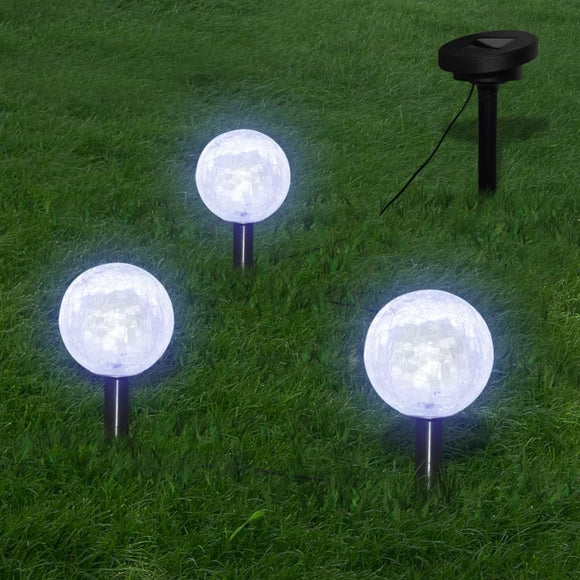 NNEVL Solar Bowl 3 LED Garden Lights with Spike Anchors & Solar Panel