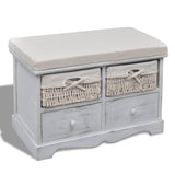 NNEVL Storage Bench White  62x33x42 cm Paulownia Wood