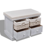 NNEVL Storage Bench White  62x33x42 cm Paulownia Wood