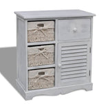 NNEVL Wooden Cabinet 3 Left Weaving Baskets White