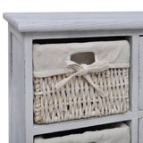 NNEVL Wooden Cabinet 3 Left Weaving Baskets White